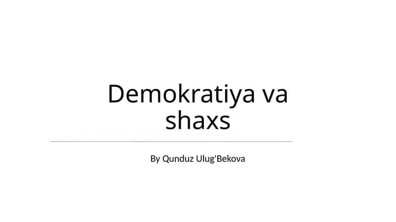 Demokratiya va shaxs