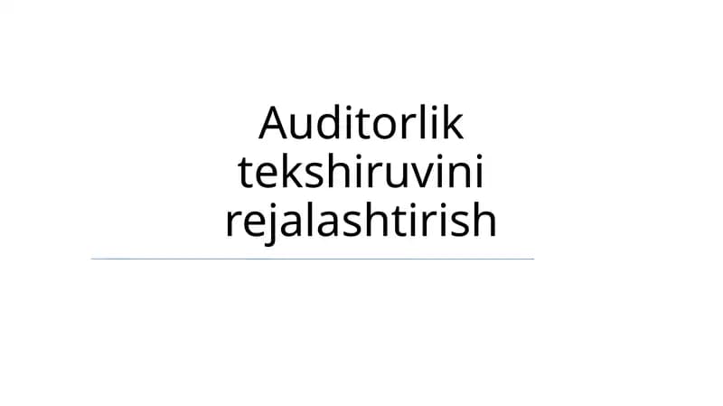Auditorlik tekshiruvini rejalashtirish