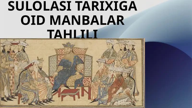 Somoniylar sulolasi tarixiga oid manbalar tahlili