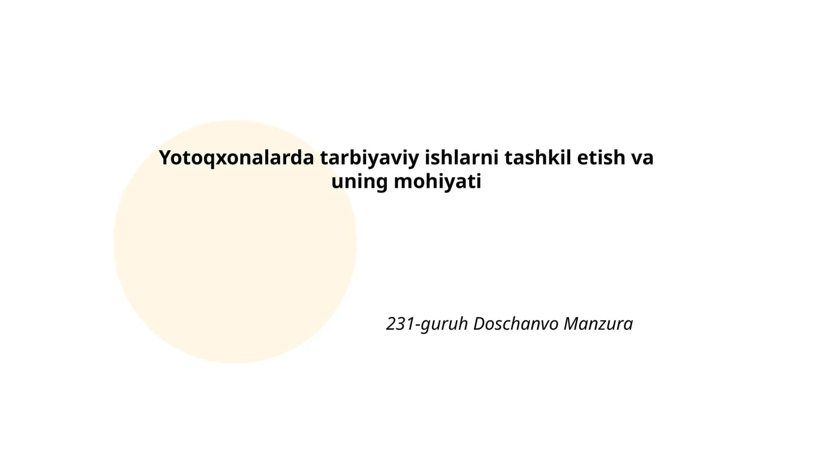 Yotoqxonalarda Tarbiyaviy Ishlar