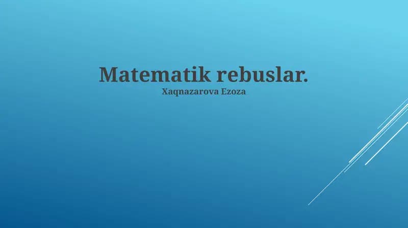 Matematik Topshırıqlar Dünyosı