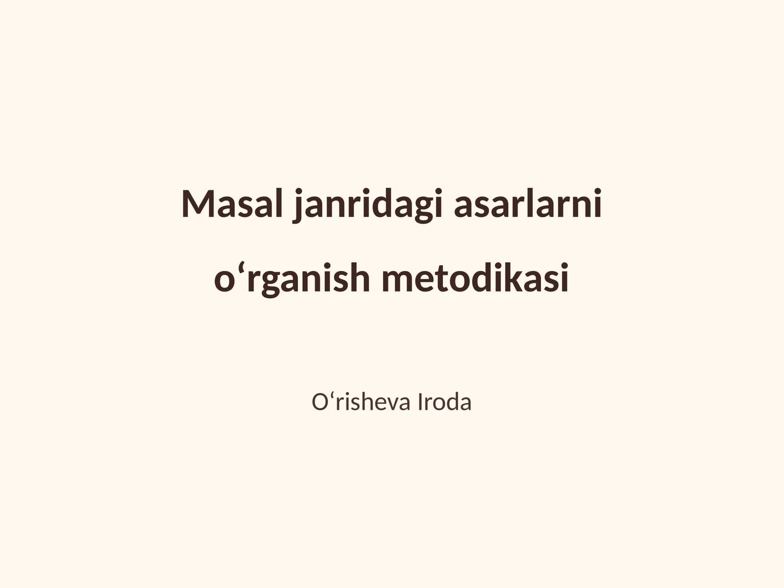 Masal janridagi asarlarni oʻrganish metodikasi