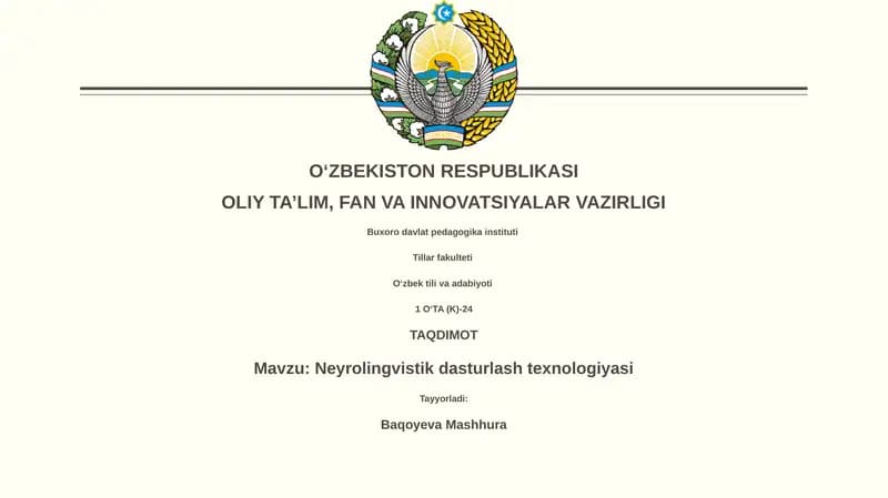 Neyrolingvistik dasturlash texnologiyasi