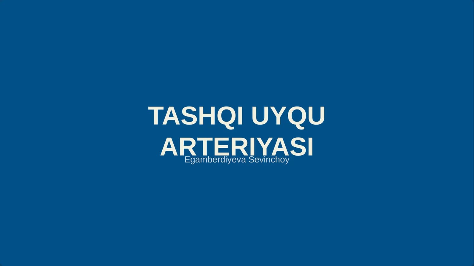 TASHQI UYQU ARTERIYASI
