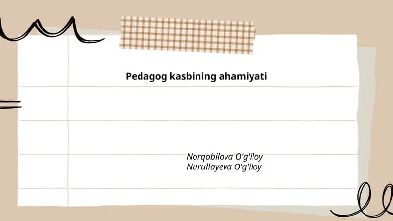 Pedagog kasbining ahamiyati