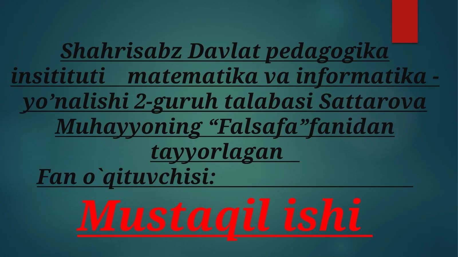 Xulosa chiqarishning tuzulishi