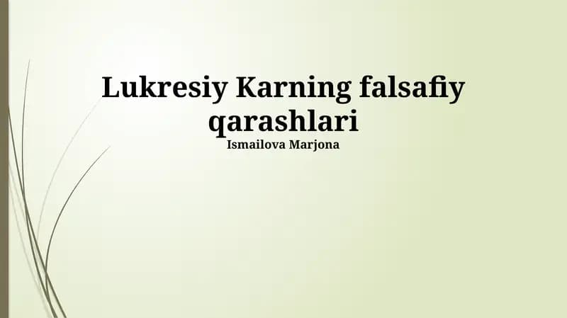 Lukresiy Karning falsafiy qarashlari