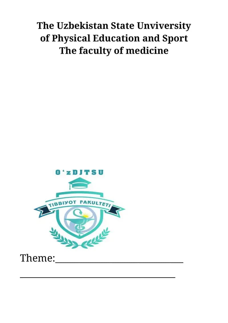 Faculty of Medicine at The Uzbekistan State University of Physical Education and Sport