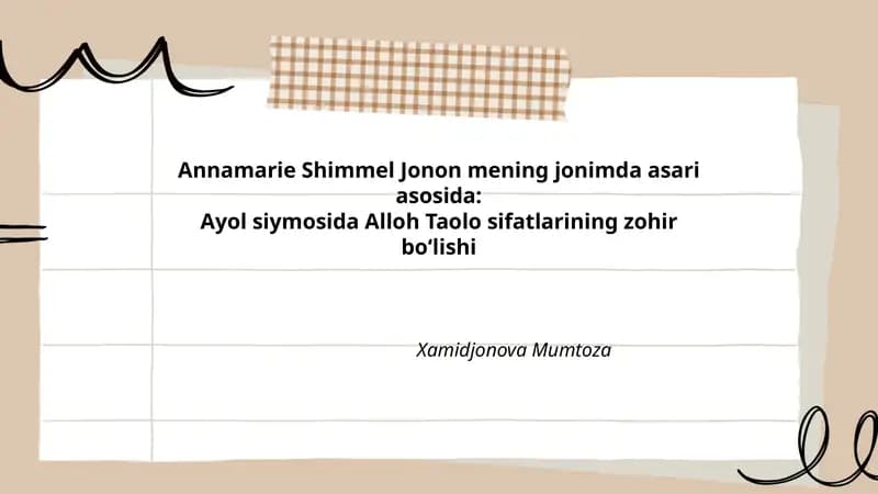 Annamarie Shimmel Jonon mening jonimda asarida