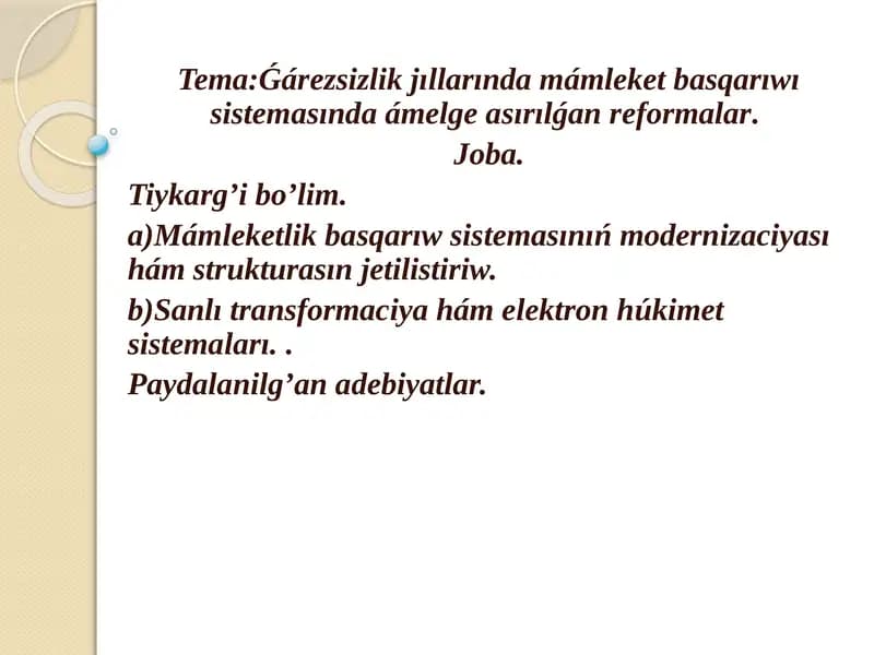 Reformalar mavzusi