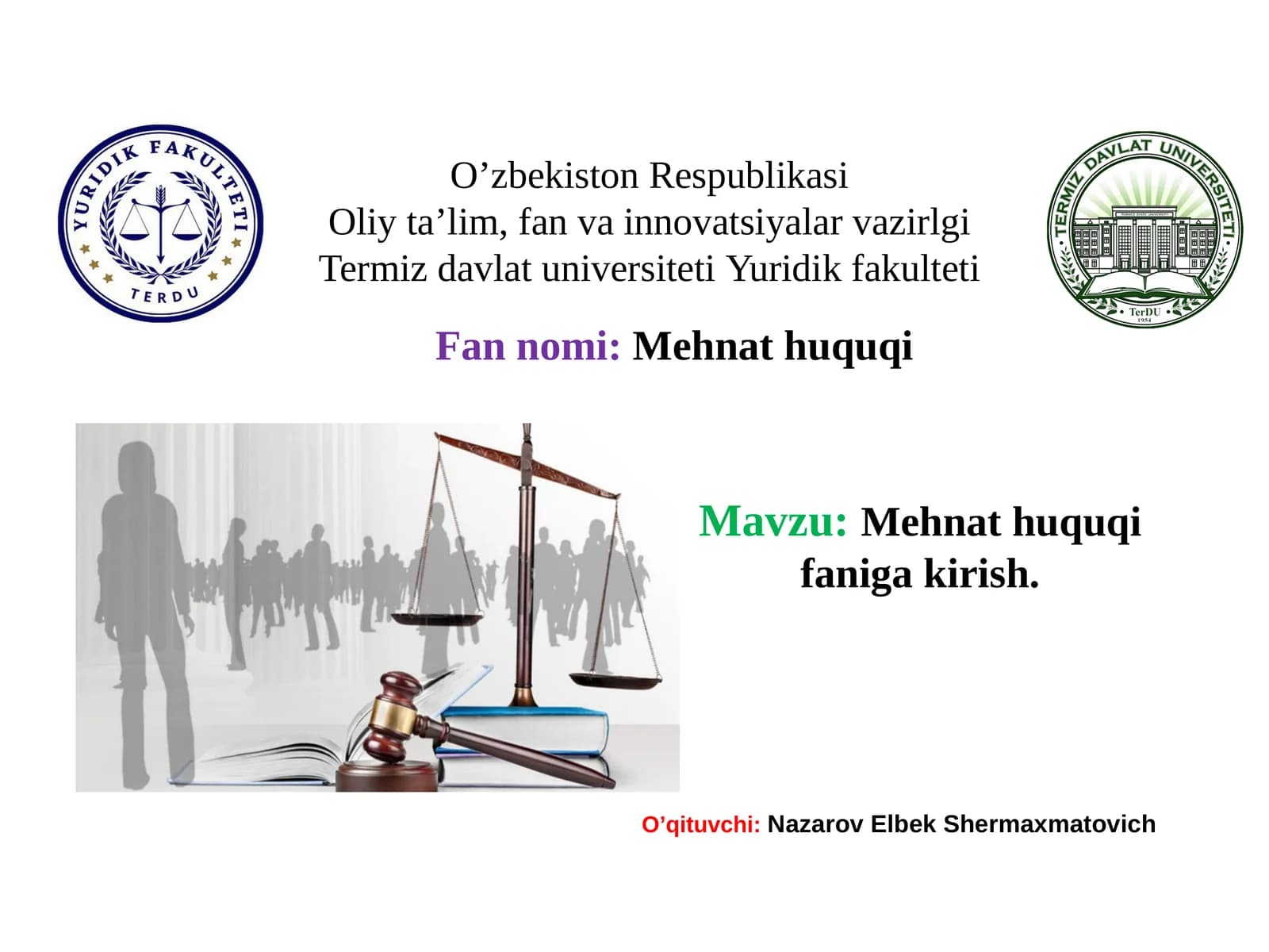 Mehnahtuquqi faniga kirish