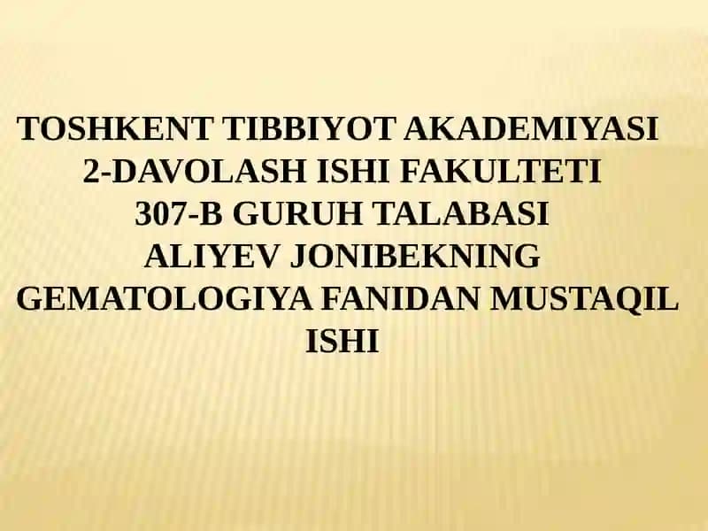 TEMIR TANҚISLIK ANEMIYASI