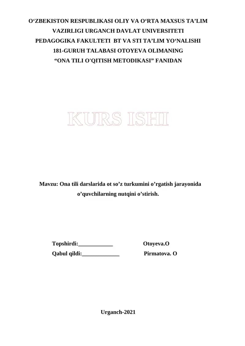 Ona tili o'qitish metodikasi
