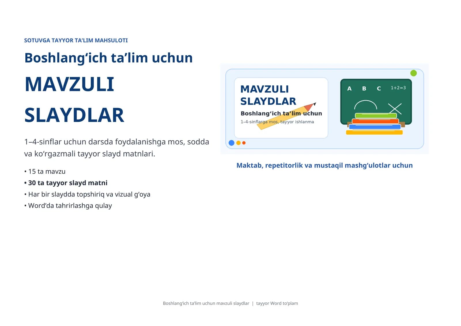 Boshlang‘ich ta’lim uchun MAVZULI SLAYDLAR