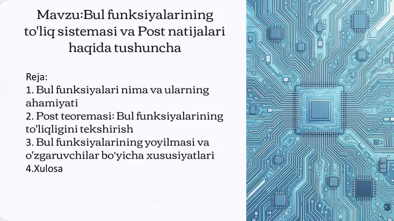 Bul funksiyalarini matematik asoslari