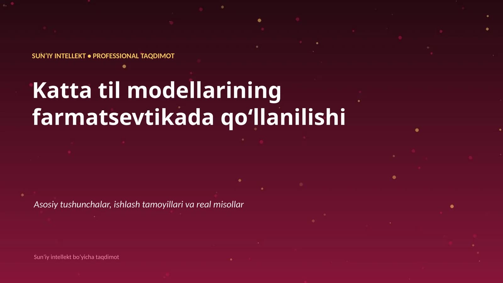 Katta til modellarining farmatsevtikada qoʻllanilishi