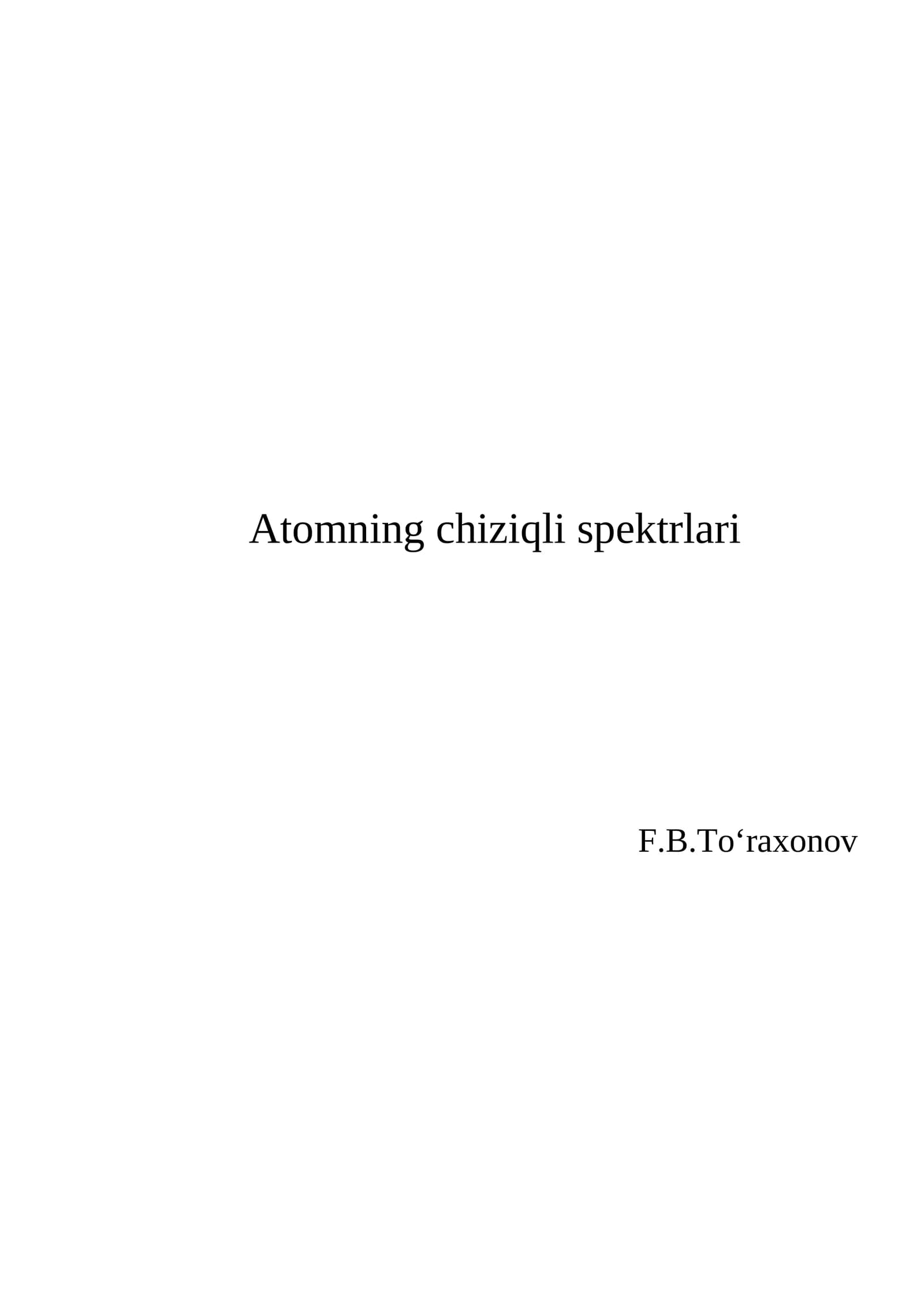 Atomning chiziqli spektrlari