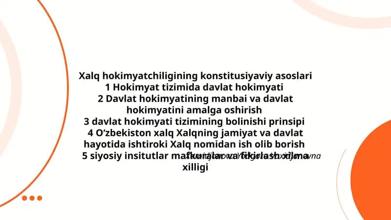 Xalq hokimyatchiligining konstitusiyaviy asoslari