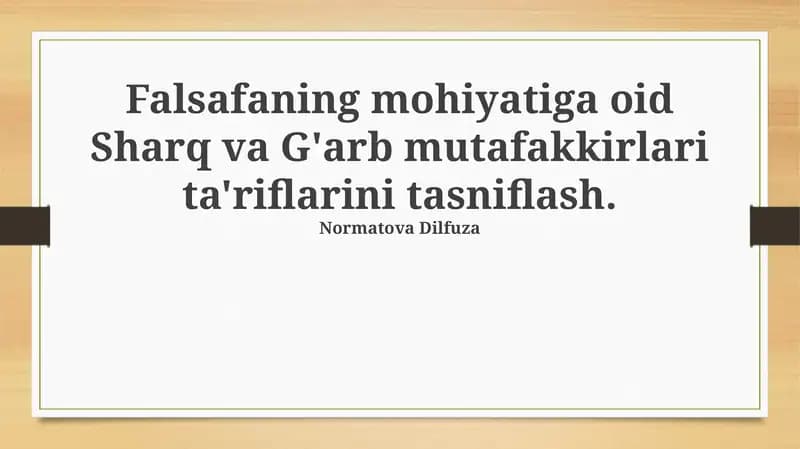 Falsafaning mohiyati