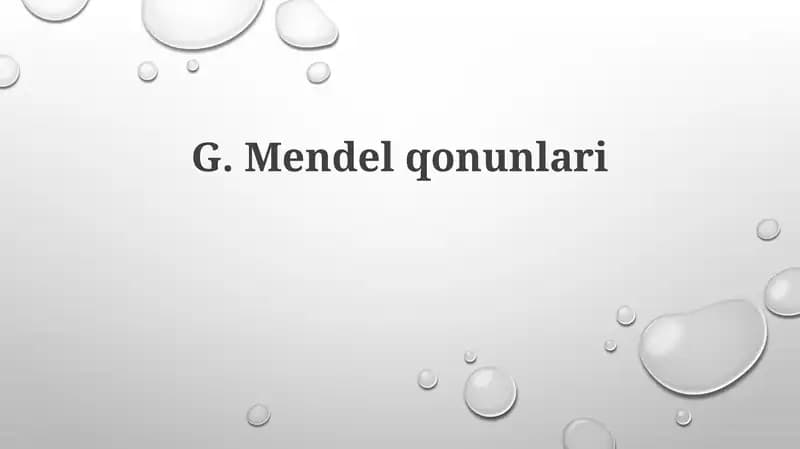 G. Mendelqonunlari