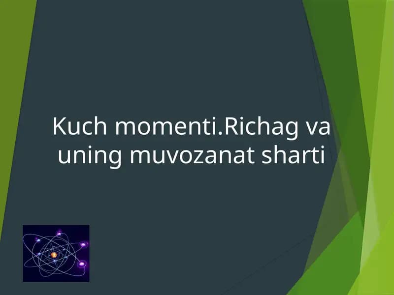 Richag va uning muvozanat sharti
