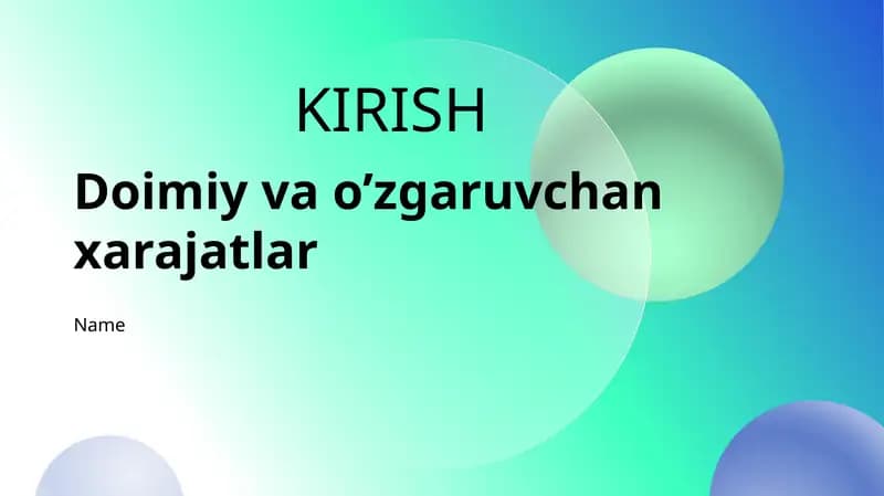Xarajat tushunchasi
