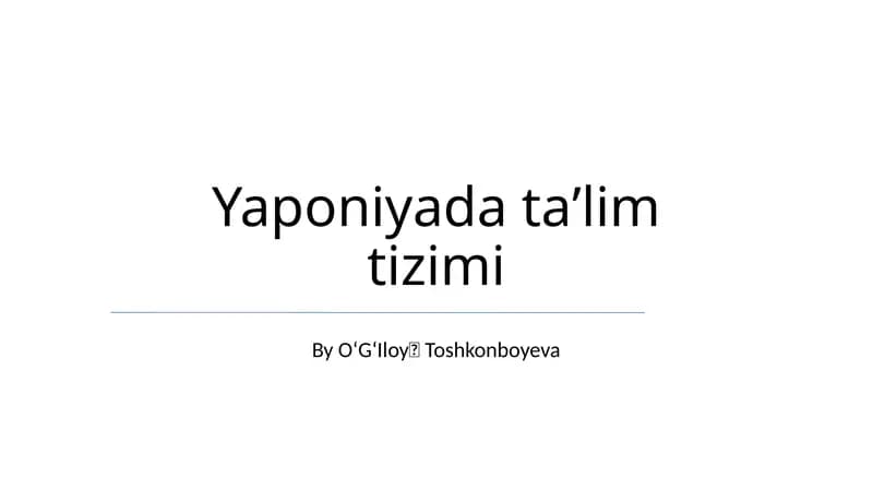 Yaponiyada taʼlim tizimi