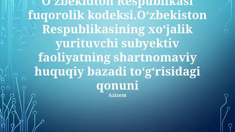 O'zbekiston Respublikasi Fuqarolik Kodeksi