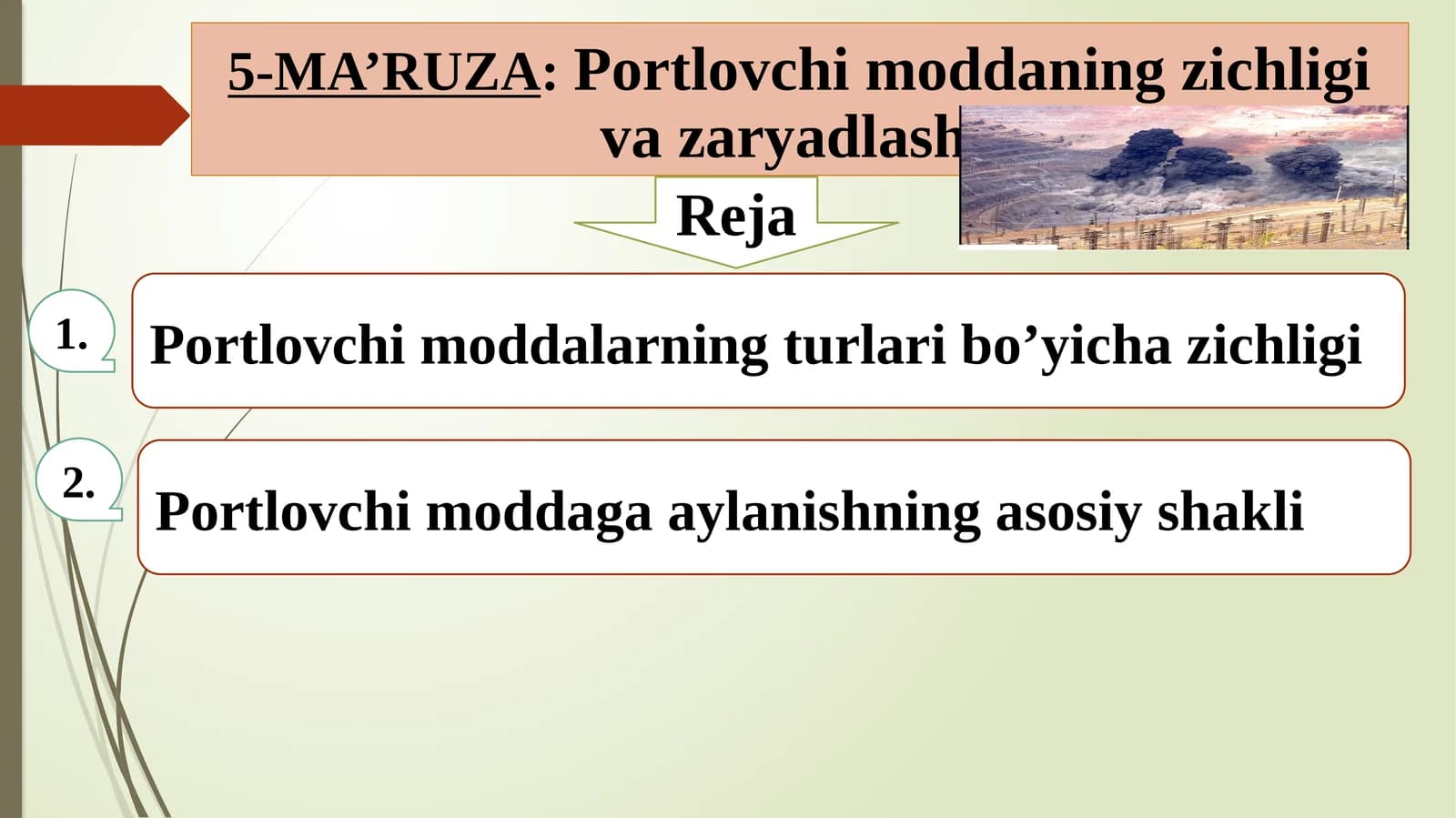 Portlovchi moddalar ning zichligi