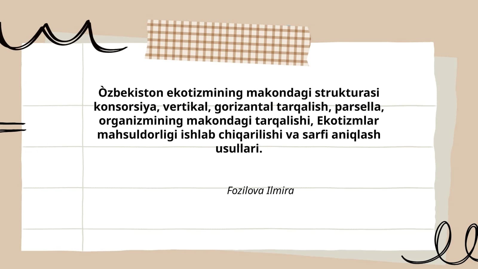 Òzbekiston ekotizmining makondagi strukturasi