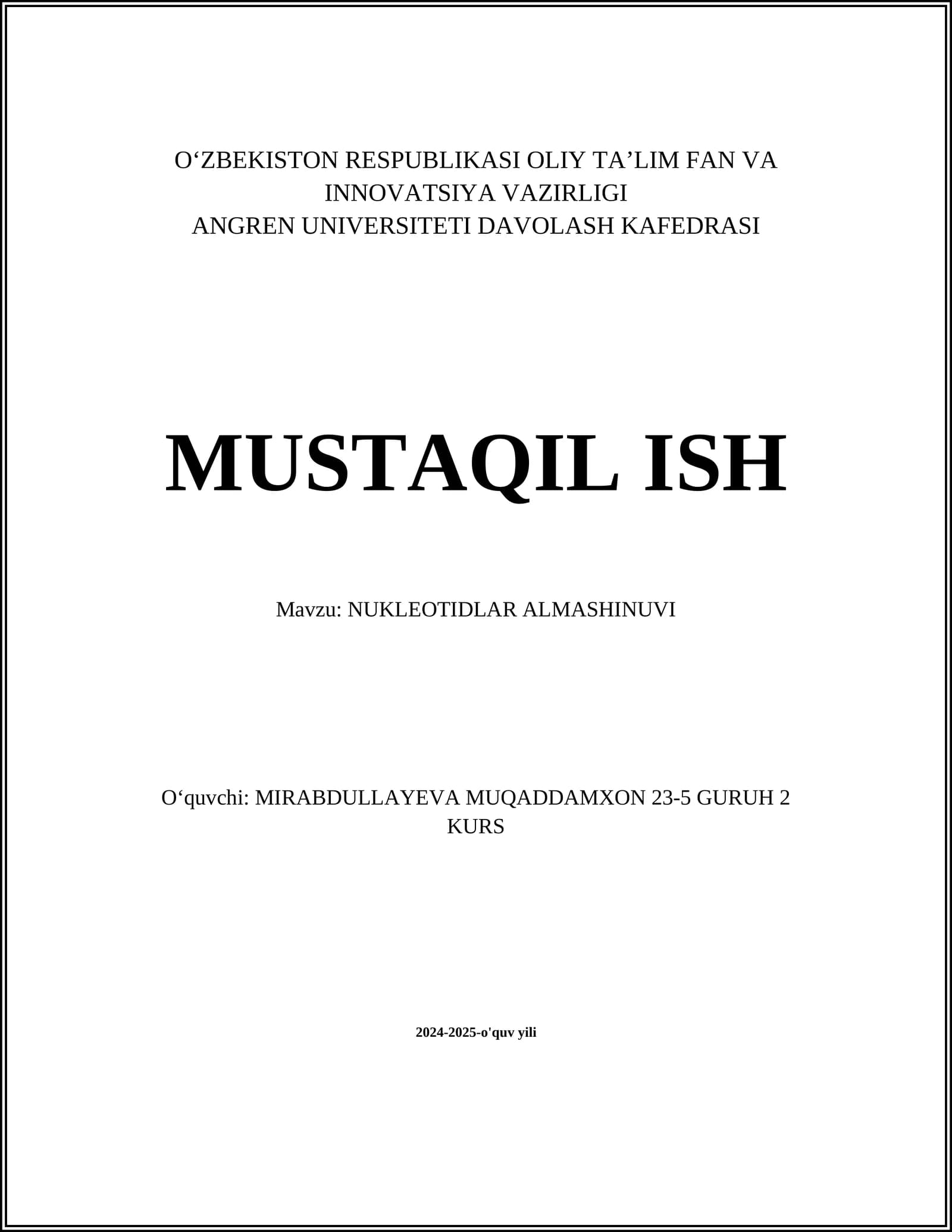 NUKLEOTIDLAR ALMASHINUVI