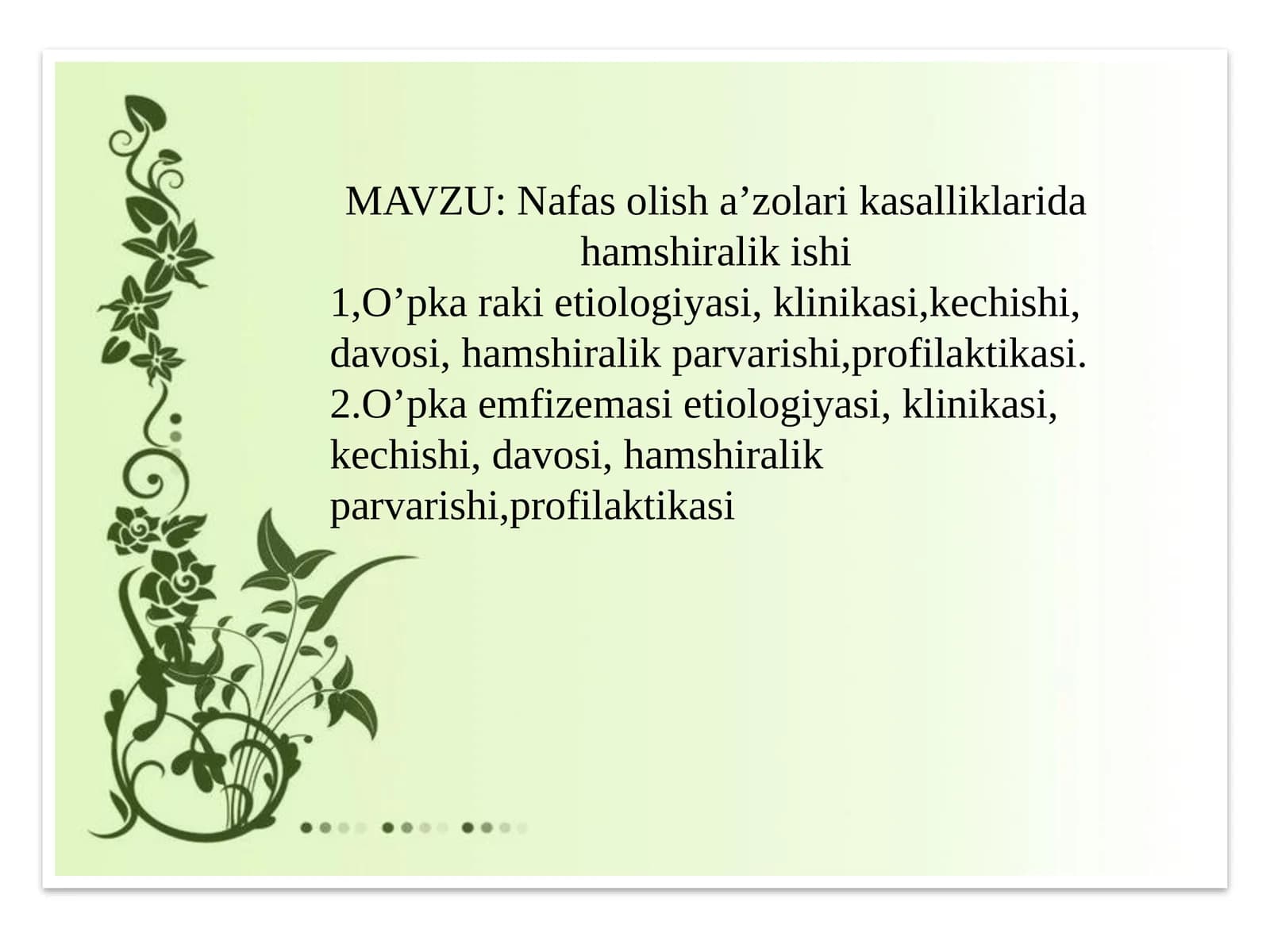 O'pkaraki kasalliklari va ularni davolash
