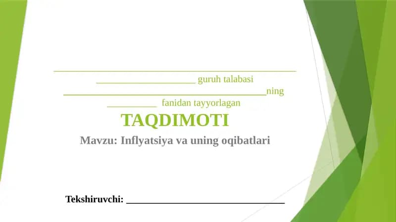 Inflyatsiya va uning oqibatlari