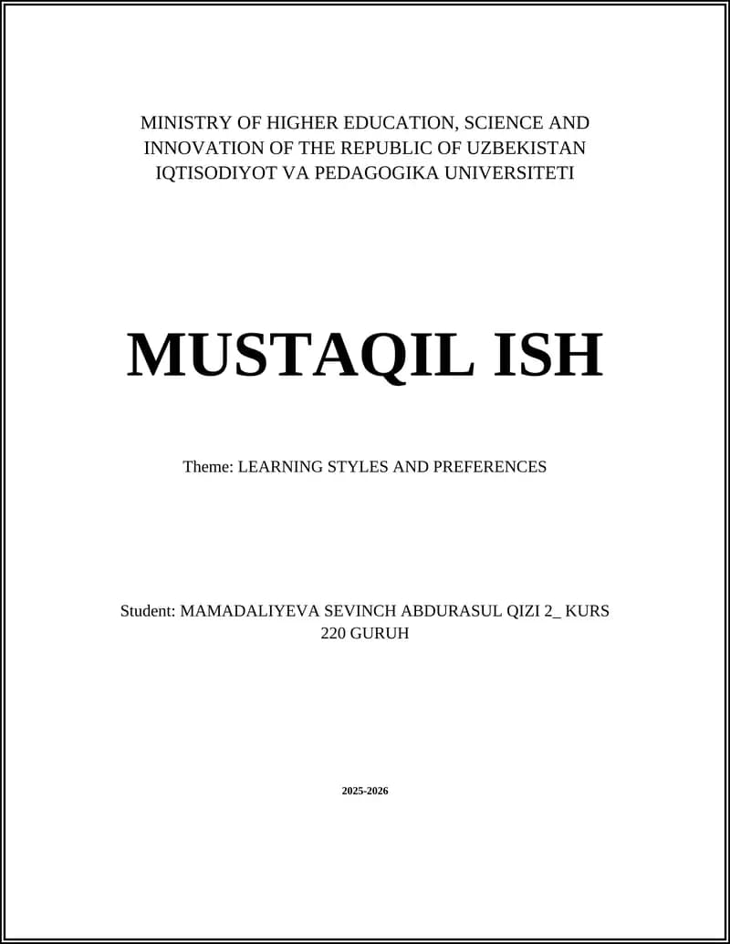 Learning Styles and Preferences