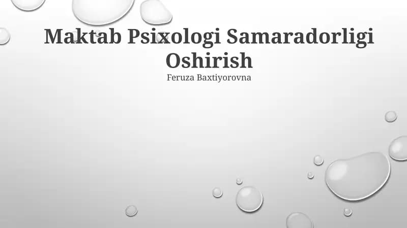 Maktab Psixologi Samaradorligi Oshirish