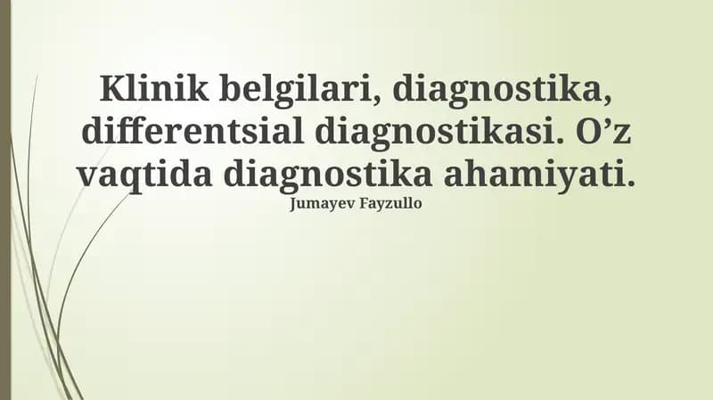 Klinik belgilari va tashxis