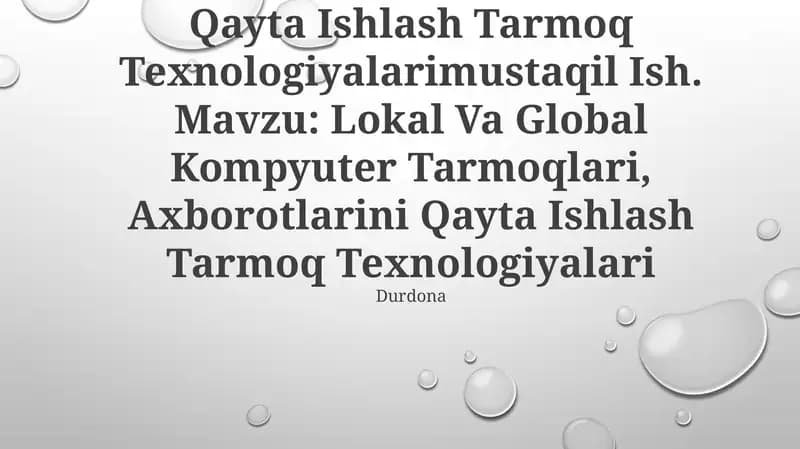Mahalliy tarmoqlar (LAN)