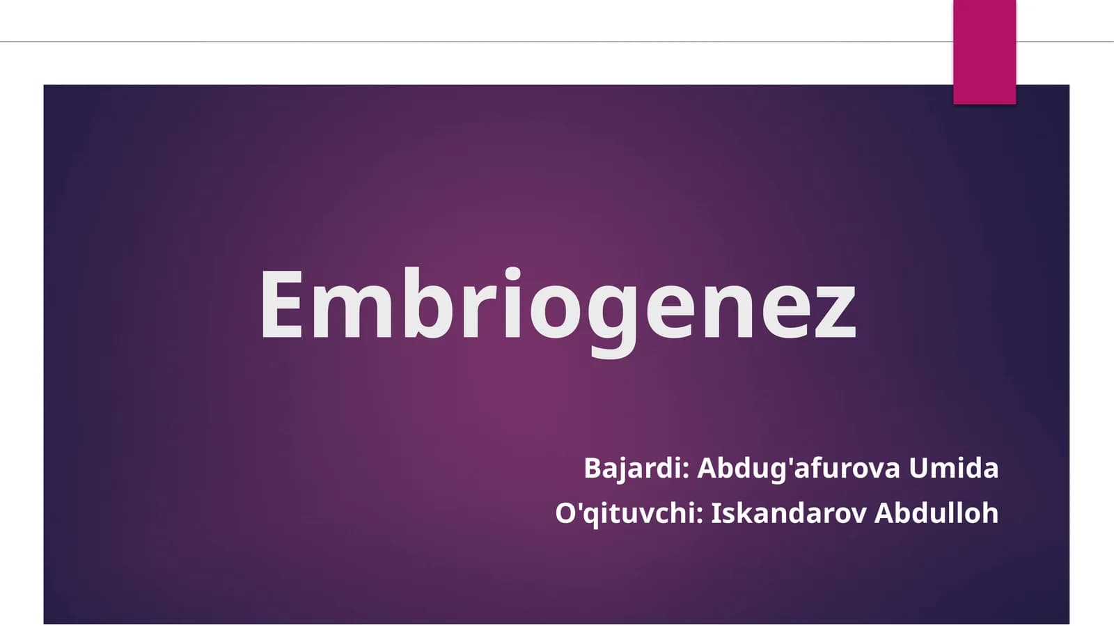 Embriogenez