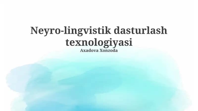 Neyro-lingvistik dasturlash texnologiyasi