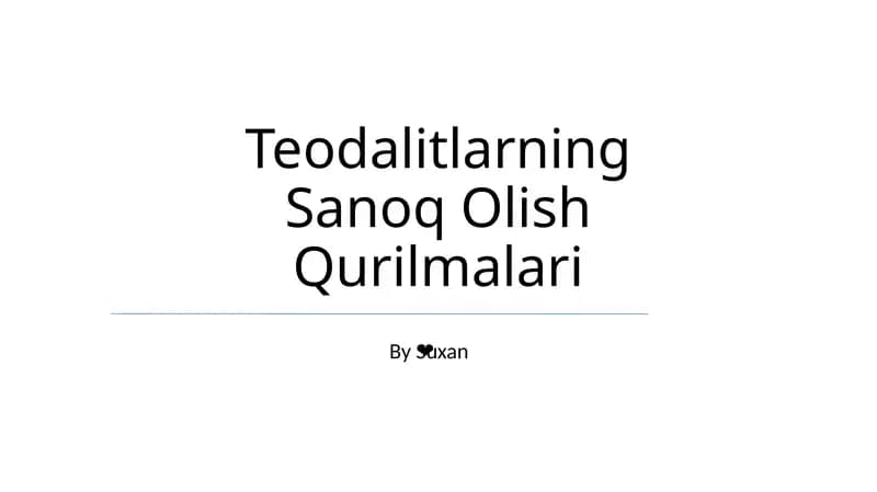 Teodalitlarning Sanoq Olish Qurilmalari