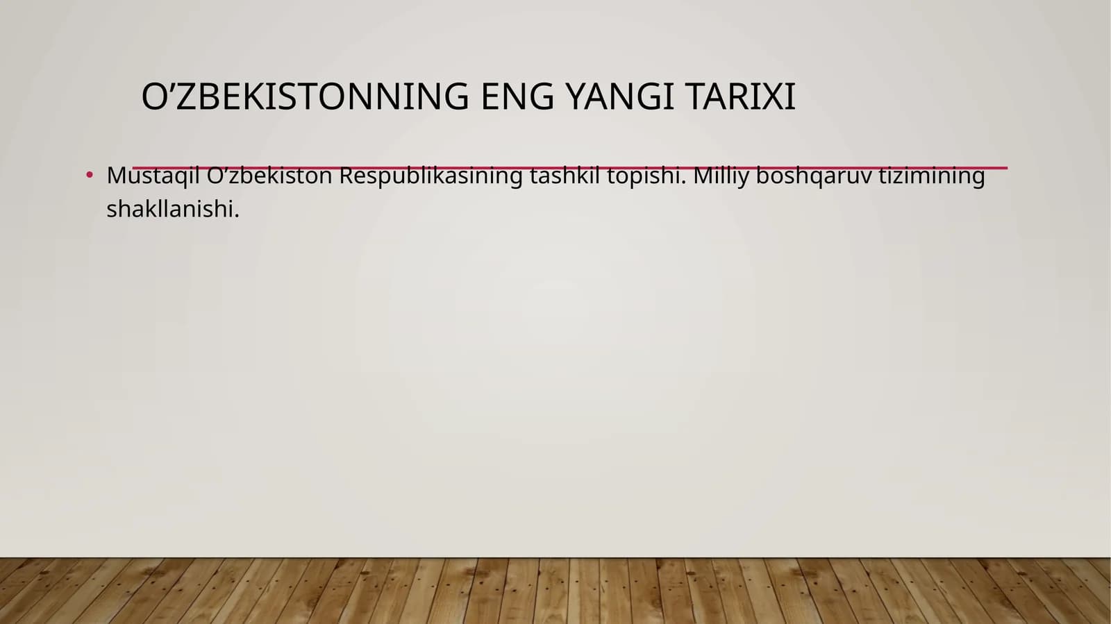 O’ZBEKISTONNING ENG YANGI TARIXI