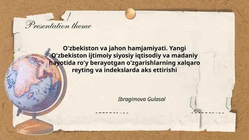 O'zbekiston va jahon hamjamiyati