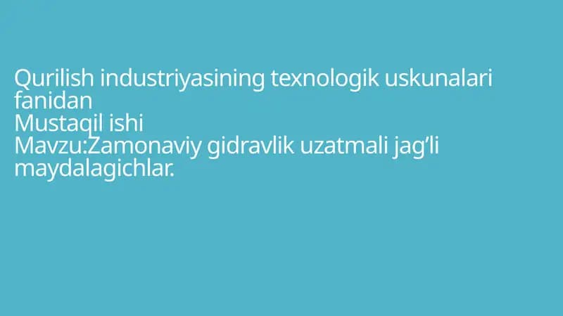 Zamonaviy gidravlik uzatma liqhayalar