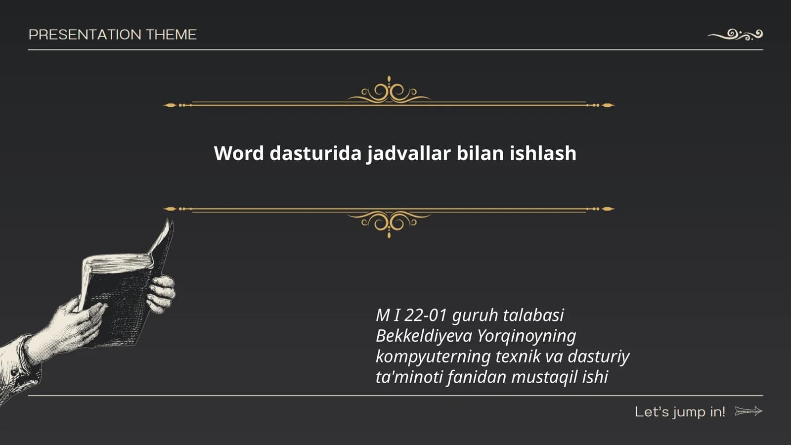 Word dasturida jadvallar bilan ishlash