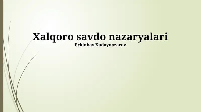Xalqaro savdo nazaryalari