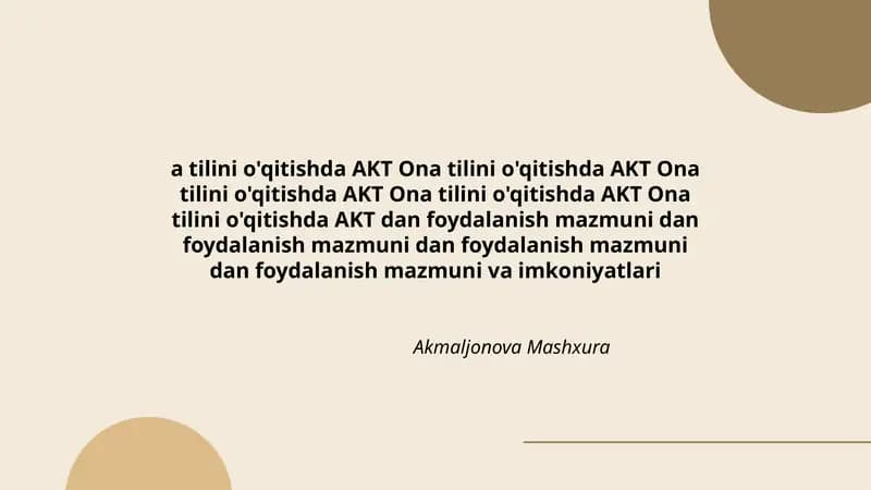 Ona tilini o'qitishda AKT