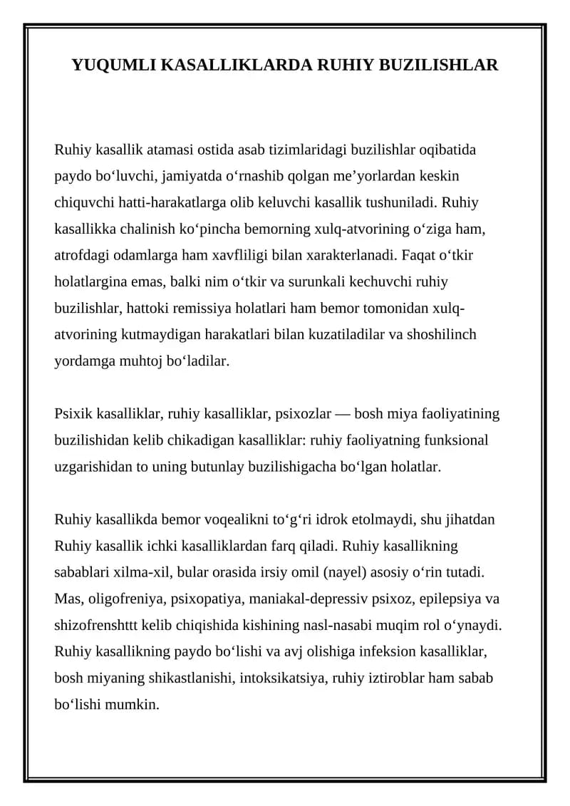 Ruhiy Kasalliklar