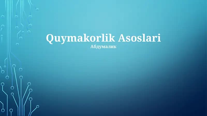Quymakorlik Asoslari