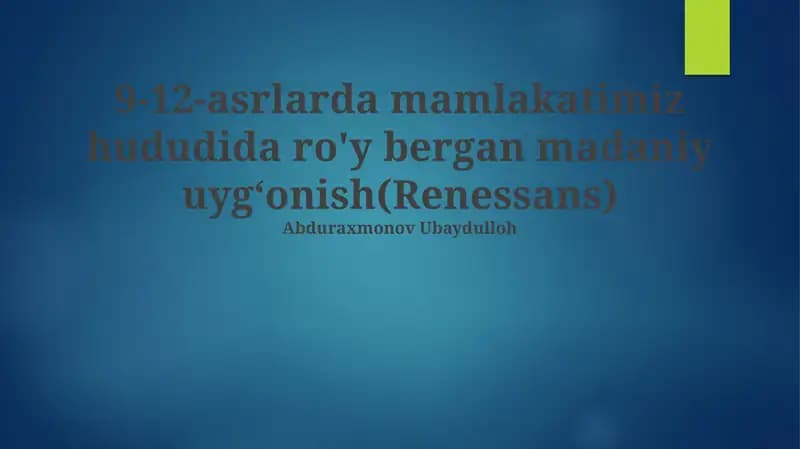 Madaniy uyg'onish (Renessans)