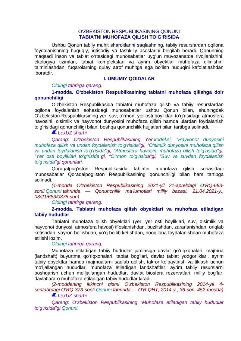 Tabiatni muhofaza qilish to‘g‘risida